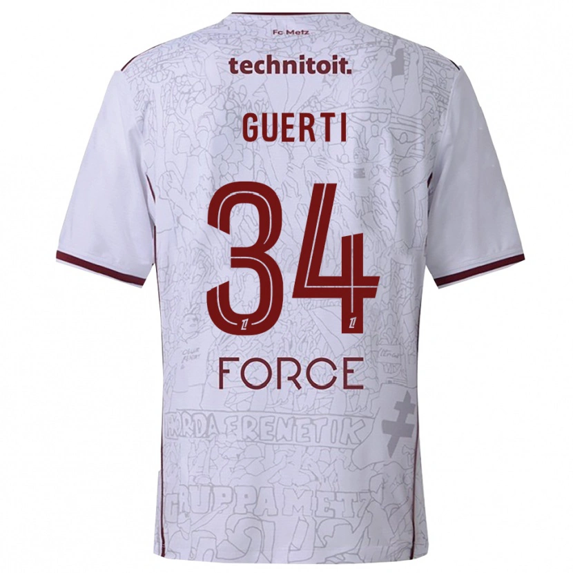Danxen Homme Maillot Ismaël Guerti #34 Blanc Bourgogne Tenues Extérieur 2025/26 T-Shirt