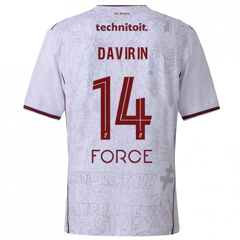 Danxen Homme Maillot Pierre-Alexandre Davirin #14 Blanc Bourgogne Tenues Extérieur 2025/26 T-Shirt