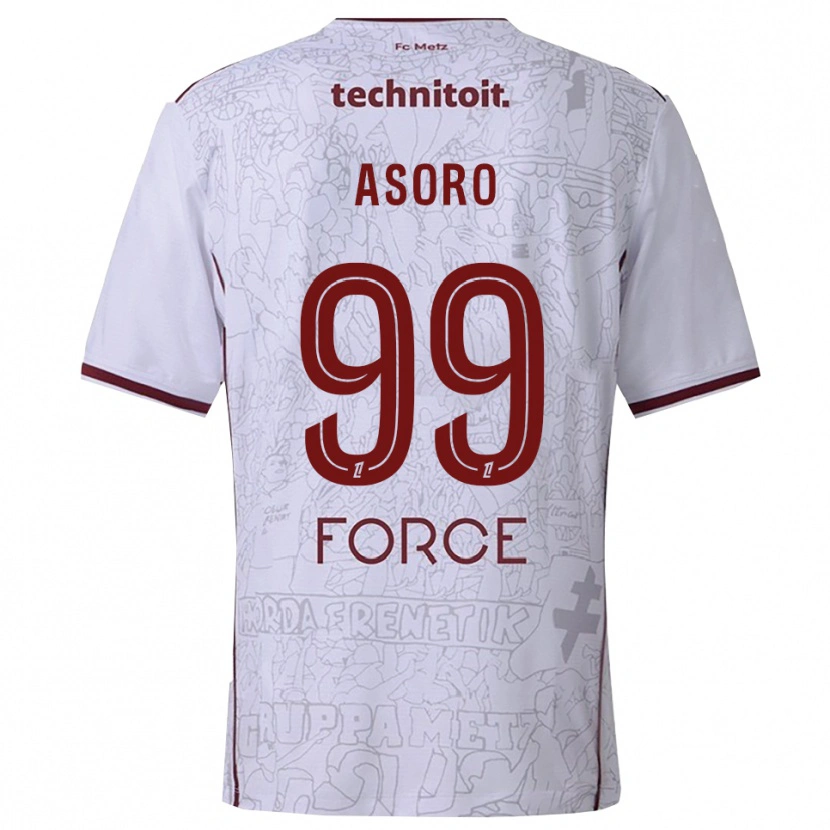 Danxen Homme Maillot Joel Asoro #99 Blanc Bourgogne Tenues Extérieur 2025/26 T-Shirt