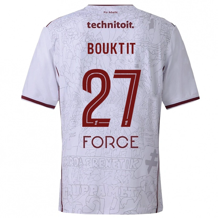 Danxen Homme Maillot Assia Bouktit #27 Blanc Bourgogne Tenues Extérieur 2025/26 T-Shirt
