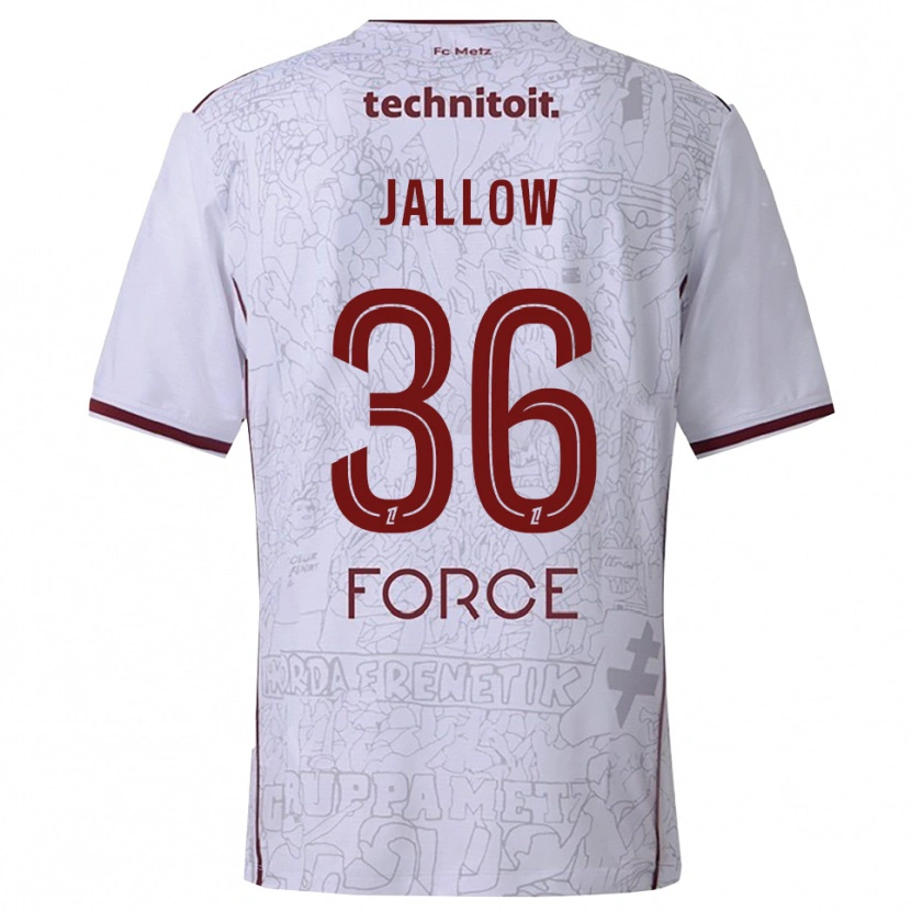 Danxen Homme Maillot Ablie Jallow #36 Blanc Bourgogne Tenues Extérieur 2025/26 T-Shirt