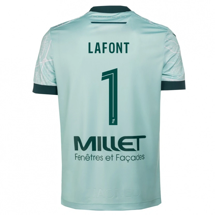 Danxen Homme Maillot Alban Lafont #1 Vert Blanc Tenues Extérieur 2025/26 T-Shirt