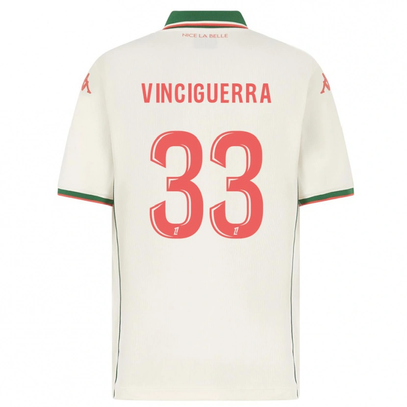 Danxen Homme Maillot Pauline Vinciguerra #33 Blanc Vert Tenues Extérieur 2025/26 T-Shirt