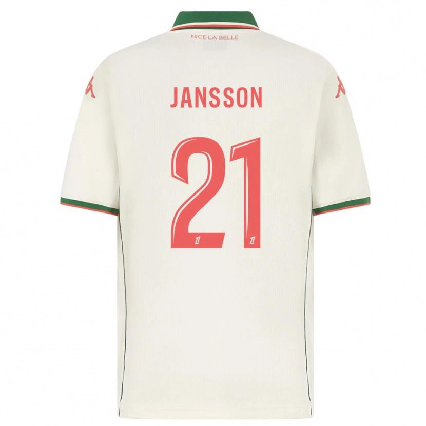 Danxen Homme Maillot Isak Jansson #21 Blanc Vert Tenues Extérieur 2025/26 T-Shirt