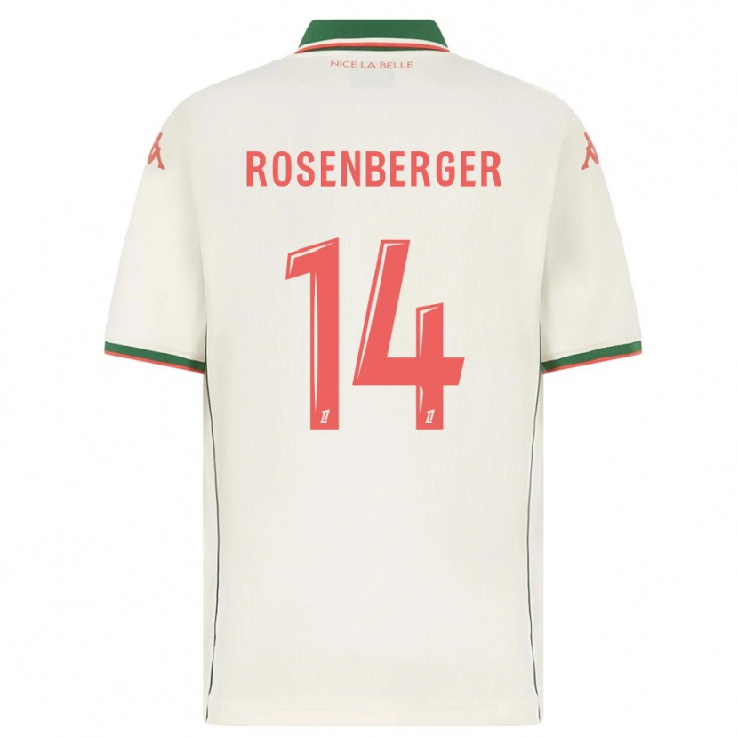 Danxen Homme Maillot Léa Rosenberger #14 Blanc Vert Tenues Extérieur 2025/26 T-Shirt
