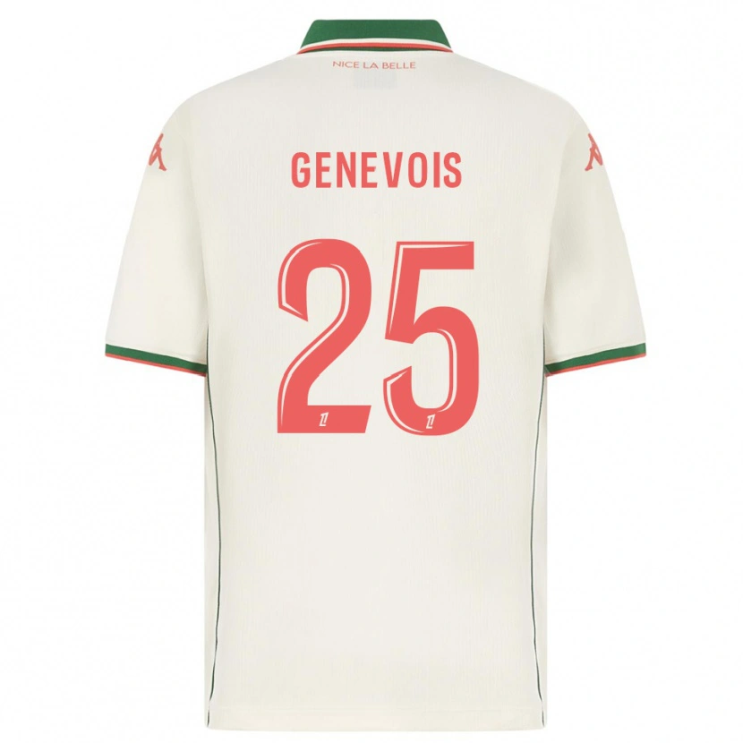 Danxen Homme Maillot Romain Genevois #25 Blanc Vert Tenues Extérieur 2025/26 T-Shirt