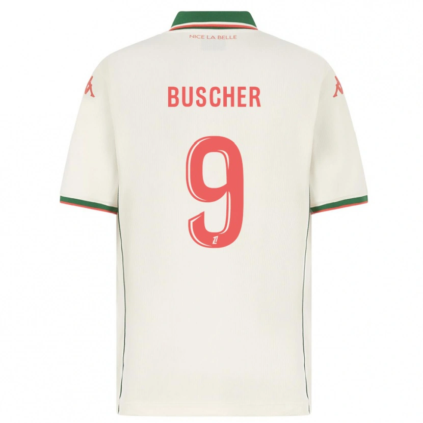 Danxen Homme Maillot Mickaël Buscher #9 Blanc Vert Tenues Extérieur 2025/26 T-Shirt