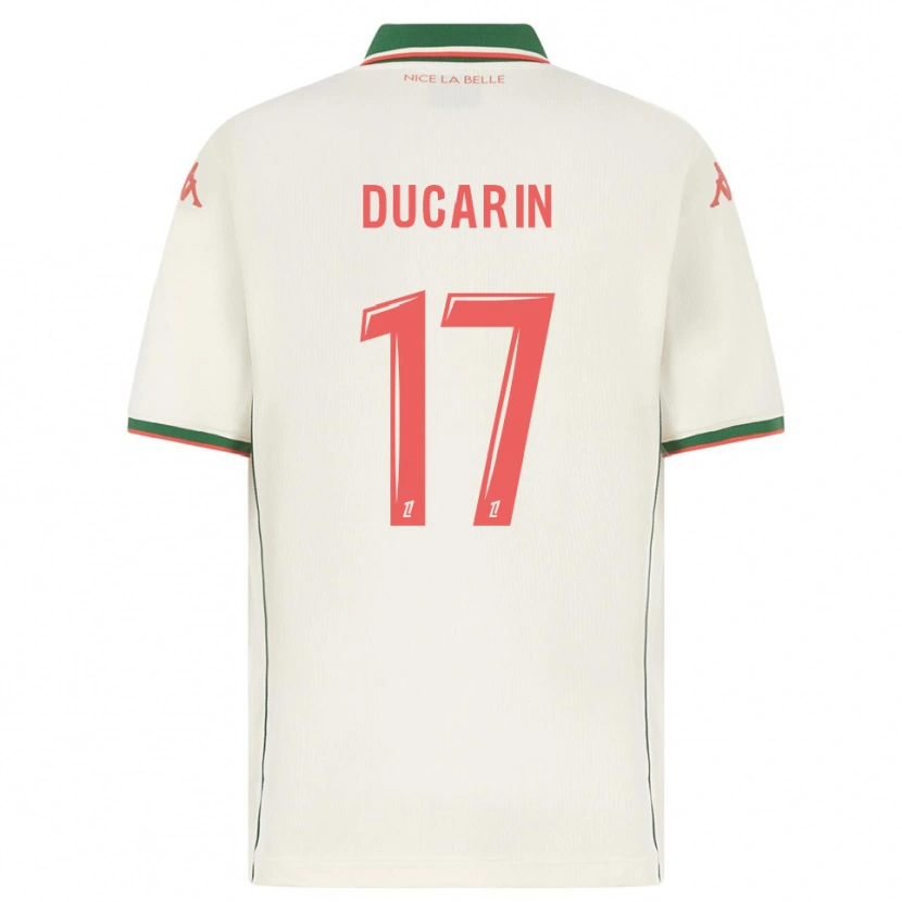 Danxen Homme Maillot Léa Ducarin #17 Blanc Vert Tenues Extérieur 2025/26 T-Shirt