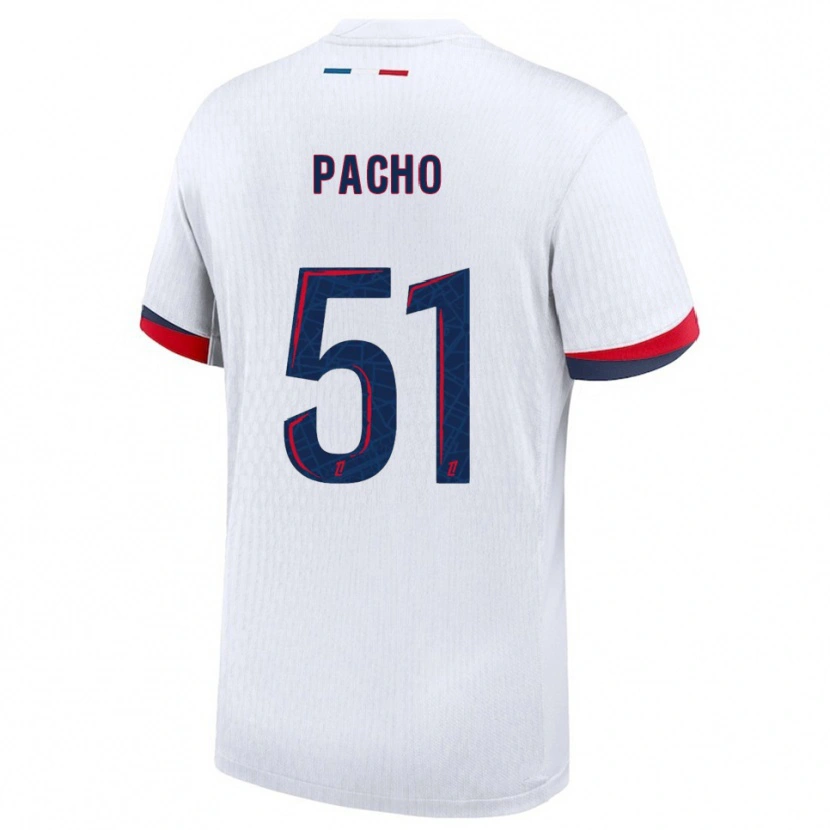 Danxen Homme Maillot Willian Pacho #51 Blanc Rouge Tenues Extérieur 2025/26 T-Shirt