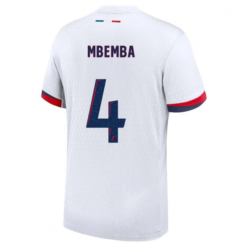Danxen Homme Maillot Stanislas Mbemba #4 Blanc Rouge Tenues Extérieur 2025/26 T-Shirt