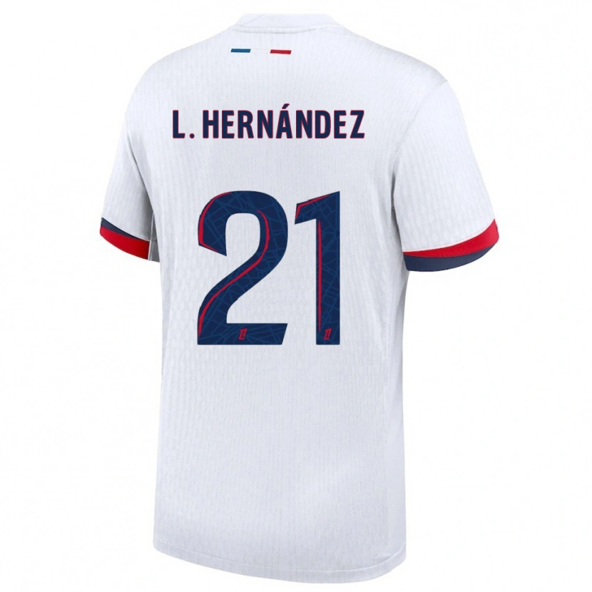 Danxen Homme Maillot Lucas Hernández #21 Blanc Rouge Tenues Extérieur 2025/26 T-Shirt