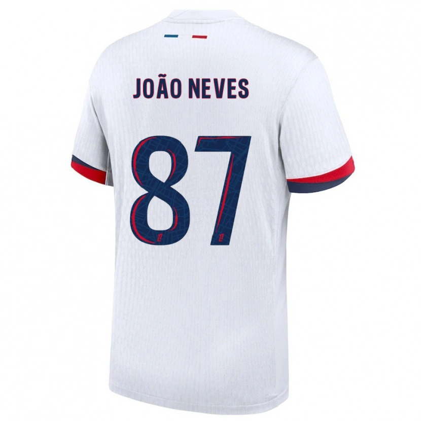 Danxen Homme Maillot João Neves #87 Blanc Rouge Tenues Extérieur 2025/26 T-Shirt