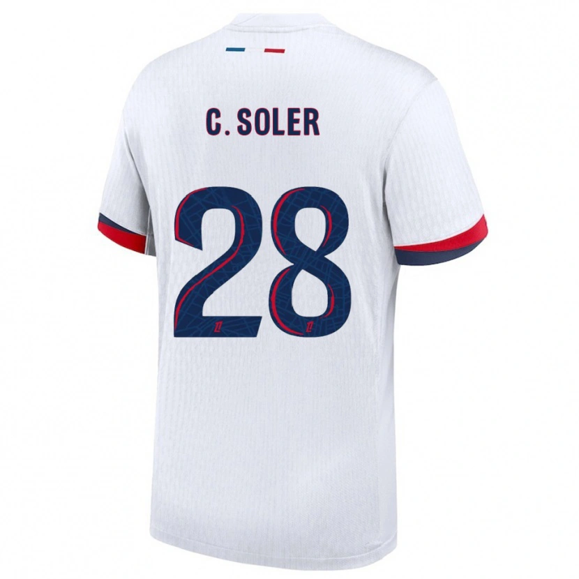 Danxen Homme Maillot Carlos Soler #28 Blanc Rouge Tenues Extérieur 2025/26 T-Shirt