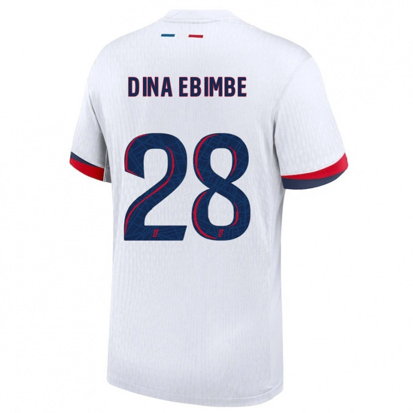 Danxen Homme Maillot Eric Junior Dina Ebimbe #28 Blanc Rouge Tenues Extérieur 2025/26 T-Shirt