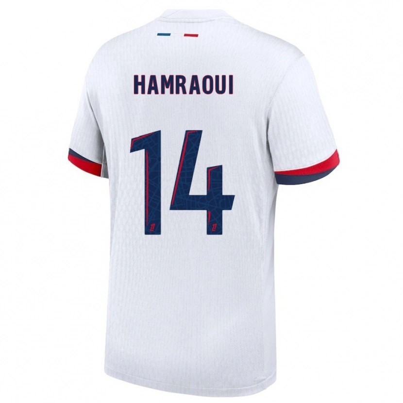 Danxen Homme Maillot Kheira Hamraoui #14 Blanc Rouge Tenues Extérieur 2025/26 T-Shirt