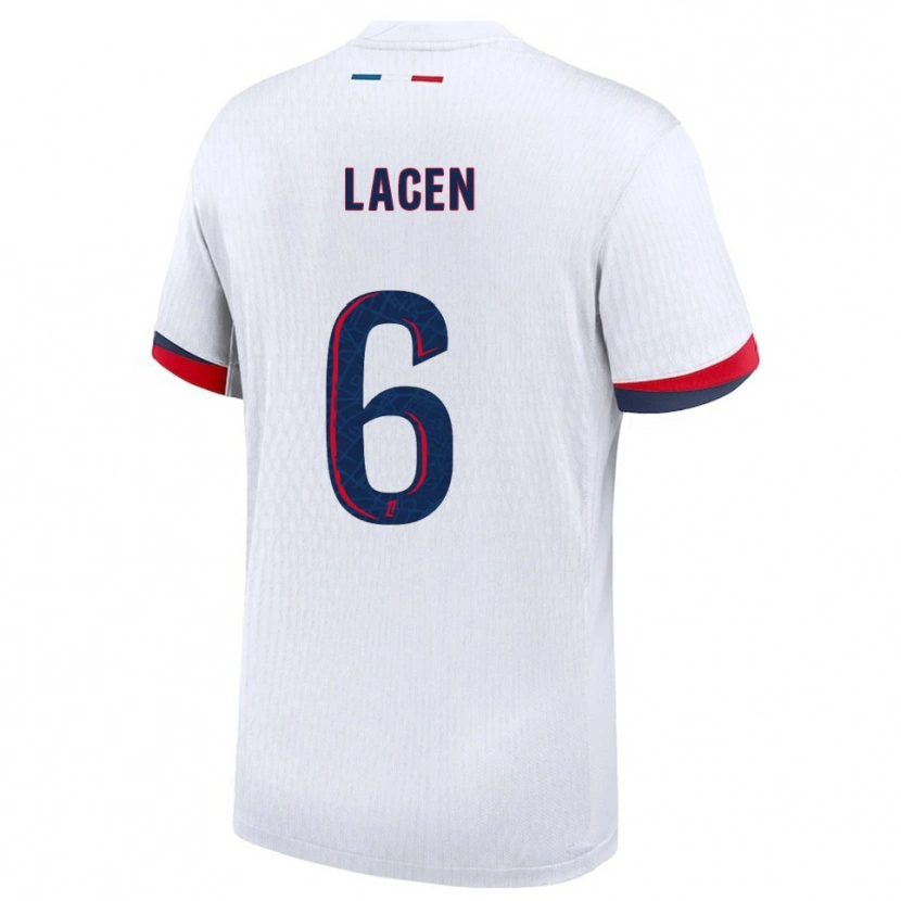 Danxen Homme Maillot Michaël Lacen #6 Blanc Rouge Tenues Extérieur 2025/26 T-Shirt