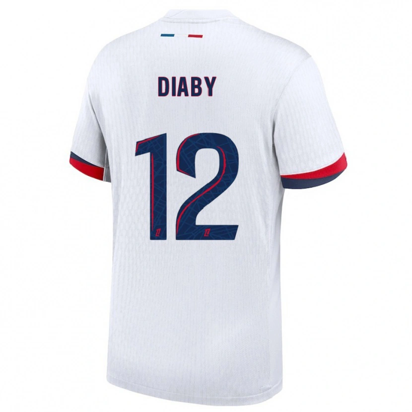 Danxen Homme Maillot Ibrahima Diaby #12 Blanc Rouge Tenues Extérieur 2025/26 T-Shirt