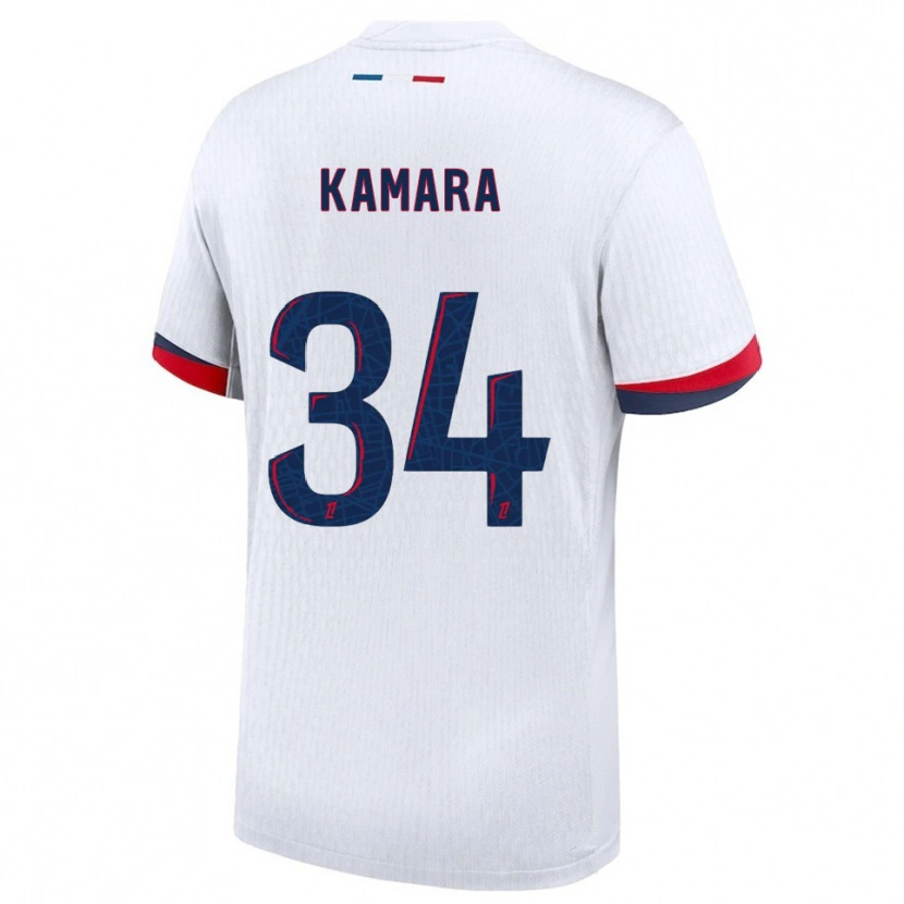 Danxen Homme Maillot Noham Kamara #34 Blanc Rouge Tenues Extérieur 2025/26 T-Shirt