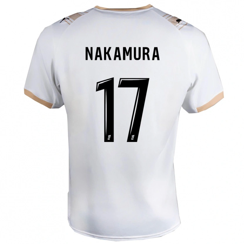 Danxen Homme Maillot Keito Nakamura #17 Blanc Noir Tenues Extérieur 2025/26 T-Shirt