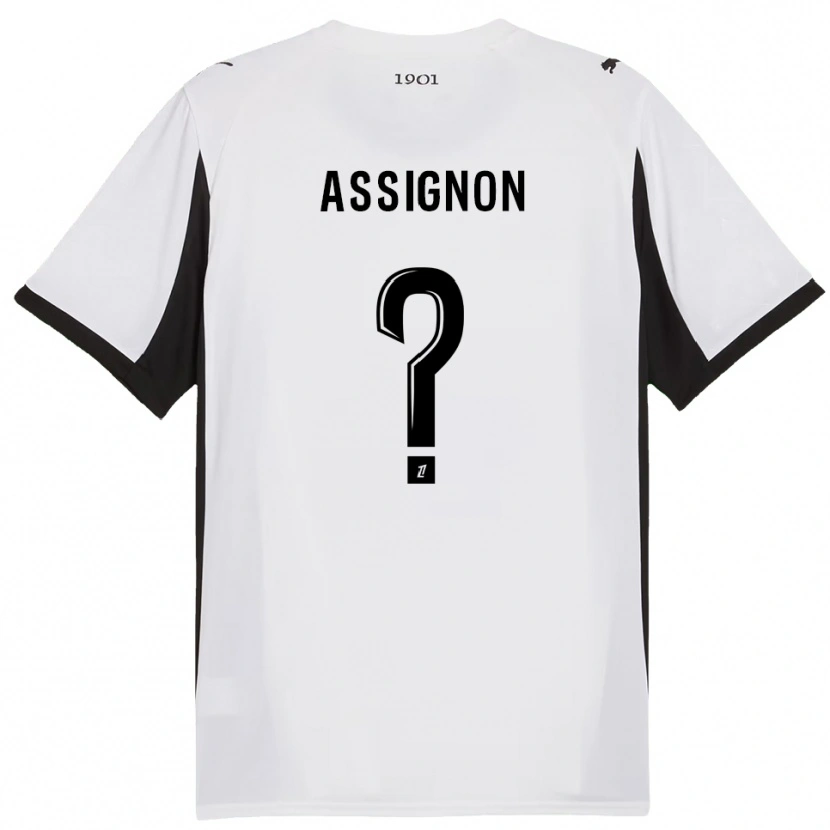 Danxen Homme Maillot Kenny Assignon #0 Blanc Noir Tenues Extérieur 2025/26 T-Shirt