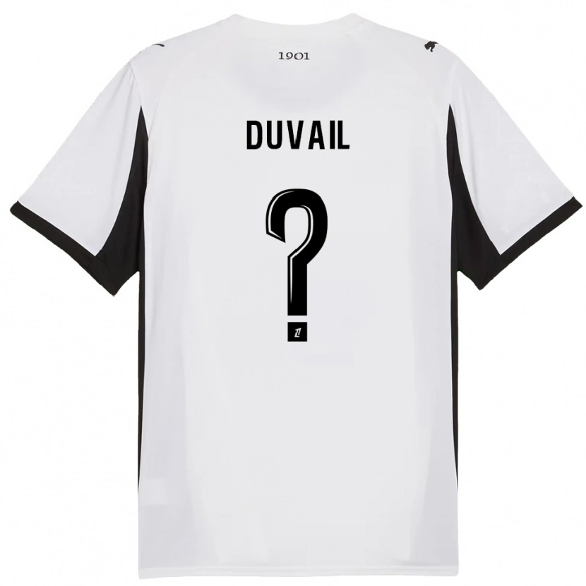 Danxen Homme Maillot Jules Duvail #0 Blanc Noir Tenues Extérieur 2025/26 T-Shirt