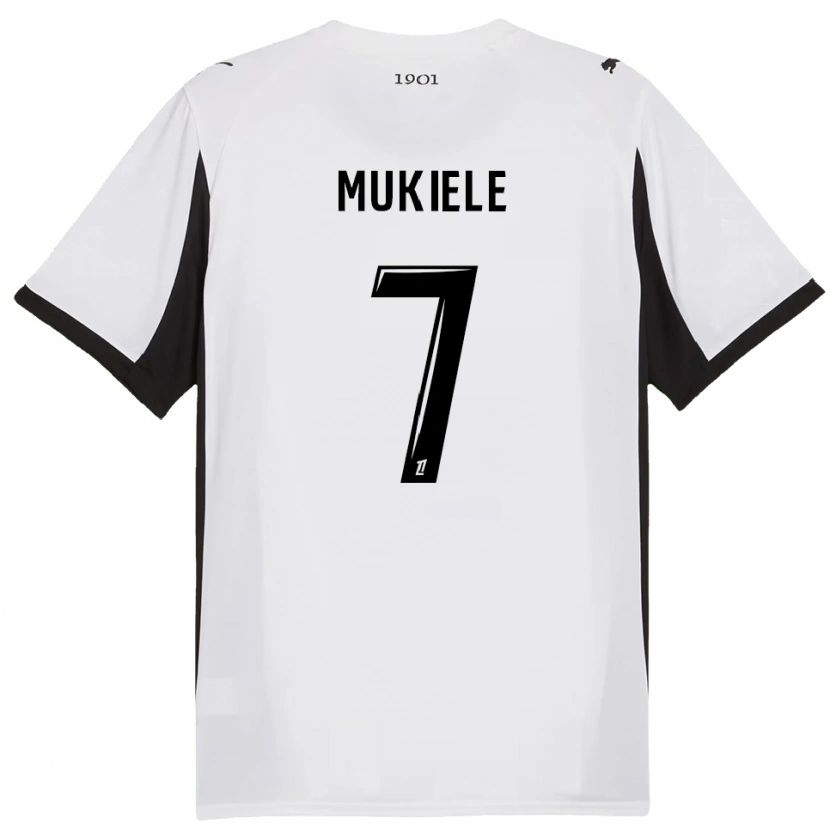 Danxen Homme Maillot Nordan Mukiele #7 Blanc Noir Tenues Extérieur 2025/26 T-Shirt