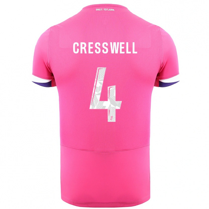 Danxen Homme Maillot Charlie Cresswell #4 Rose Blanc Tenues Extérieur 2025/26 T-Shirt