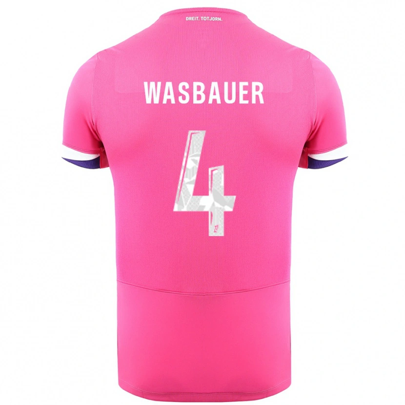 Danxen Homme Maillot Nicolas Wasbauer #4 Rose Blanc Tenues Extérieur 2025/26 T-Shirt