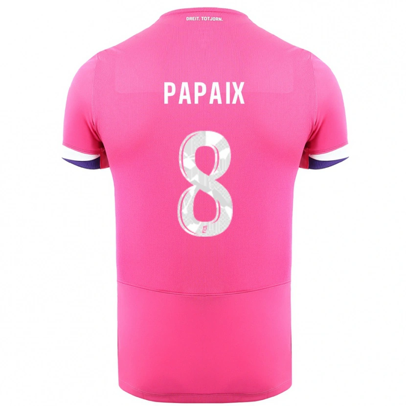 Danxen Homme Maillot Pauline Papaix #8 Rose Blanc Tenues Extérieur 2025/26 T-Shirt