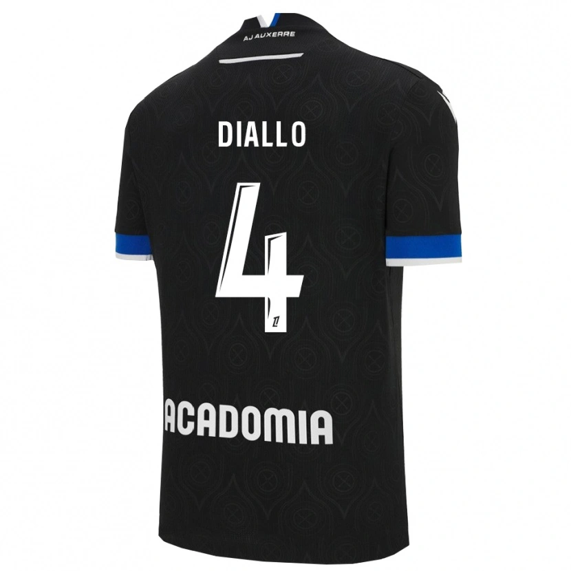Danxen Homme Maillot Ibrahim Diallo #4 Noir Blanc Tenues Extérieur 2025/26 T-Shirt