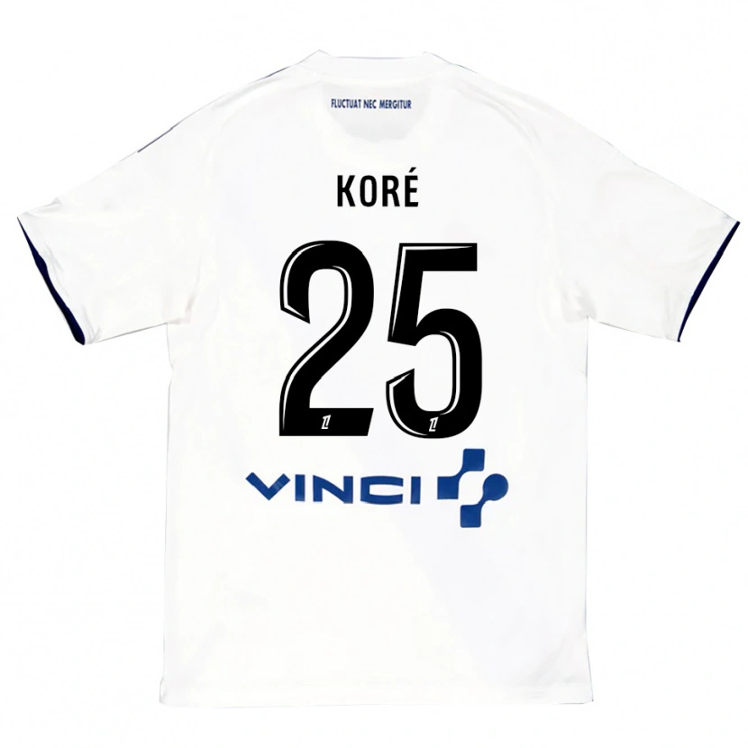 Danxen Homme Maillot Yoan Koré #25 Blanc Bleu Tenues Extérieur 2025/26 T-Shirt