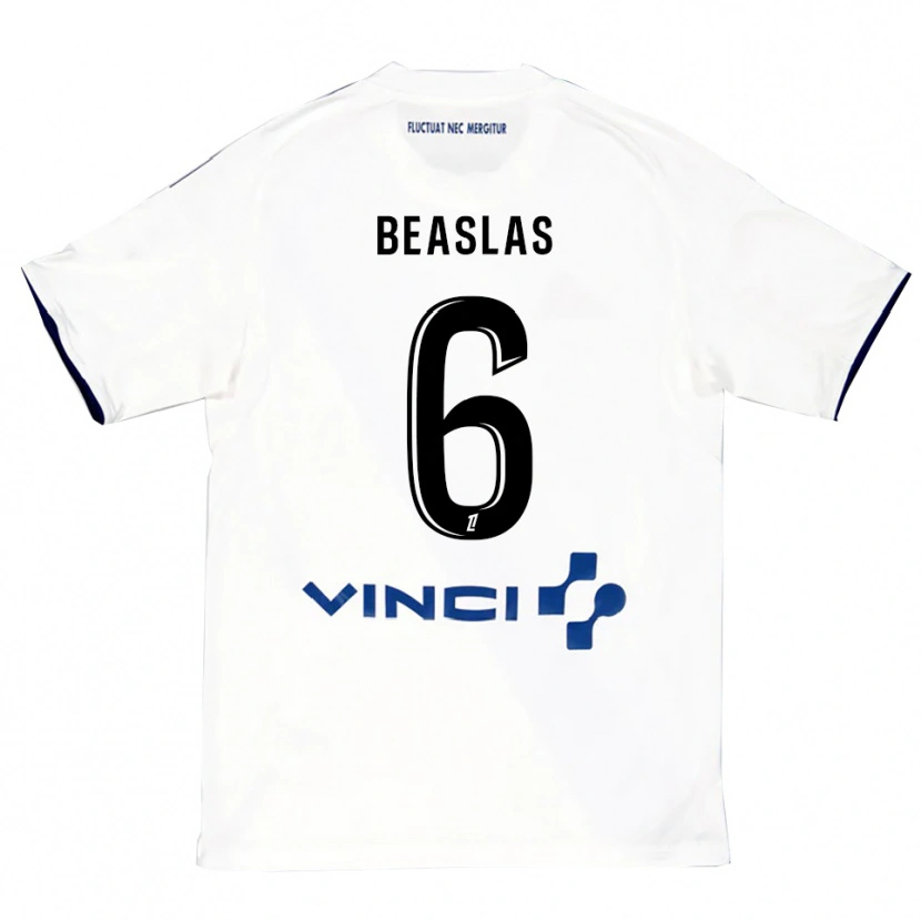 Danxen Homme Maillot Matéo Beaslas #6 Blanc Bleu Tenues Extérieur 2025/26 T-Shirt