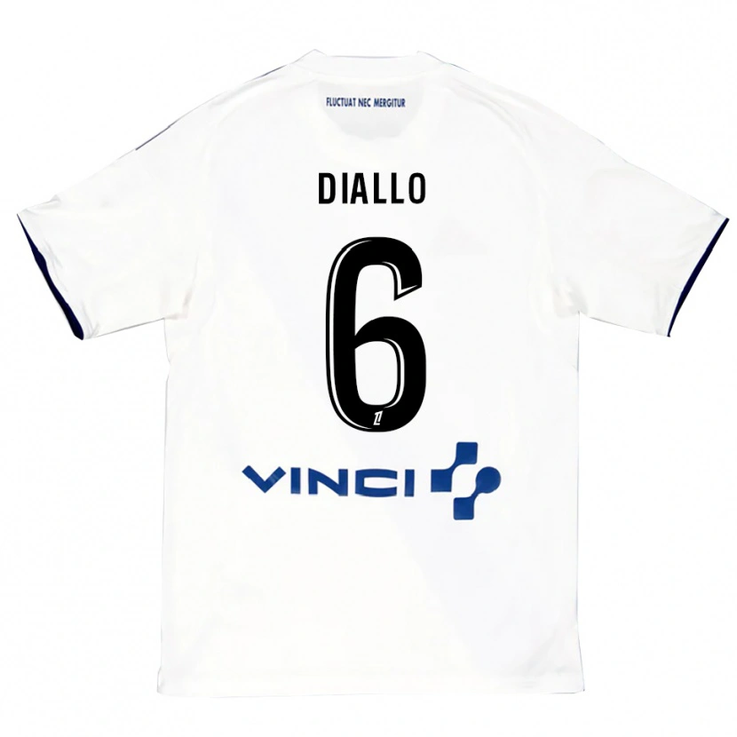 Danxen Homme Maillot Ibrahim Diallo #6 Blanc Bleu Tenues Extérieur 2025/26 T-Shirt