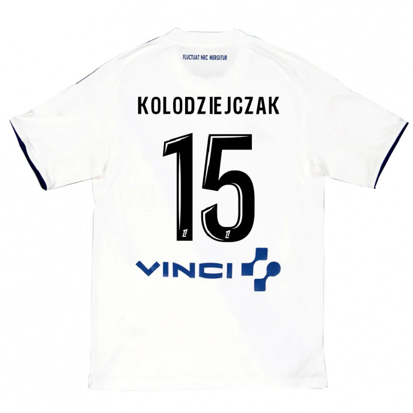 Danxen Homme Maillot Timothée Kolodziejczak #15 Blanc Bleu Tenues Extérieur 2025/26 T-Shirt