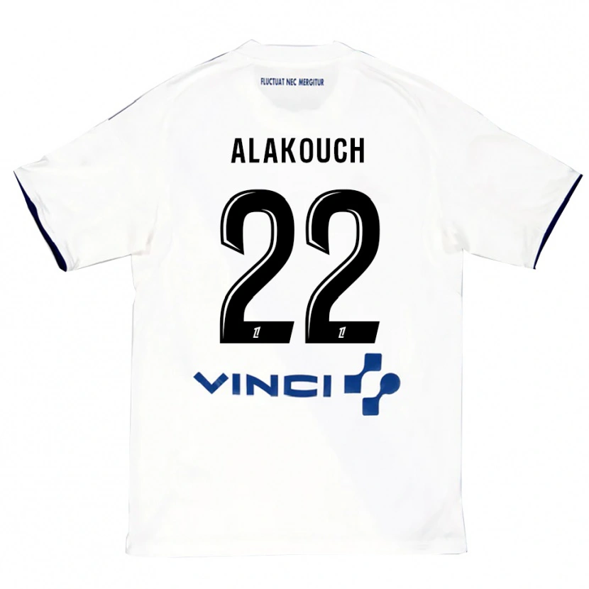 Danxen Homme Maillot Sofiane Alakouch #22 Blanc Bleu Tenues Extérieur 2025/26 T-Shirt