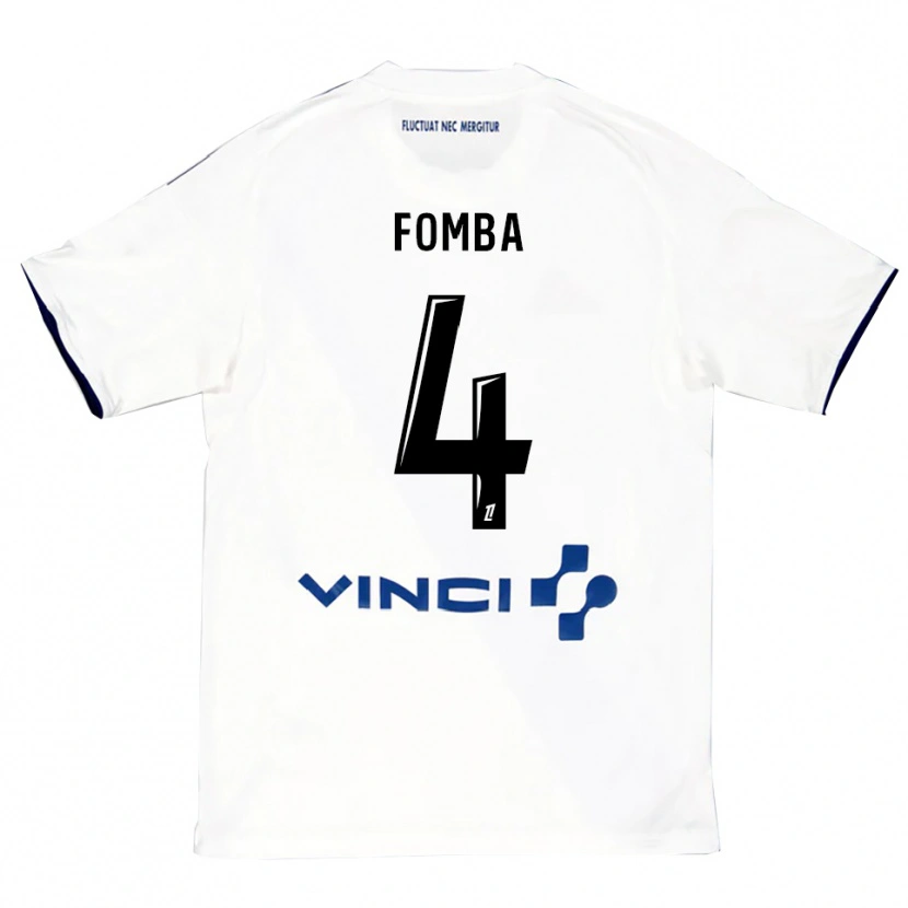 Danxen Homme Maillot Ibrahim Fomba #4 Blanc Bleu Tenues Extérieur 2025/26 T-Shirt