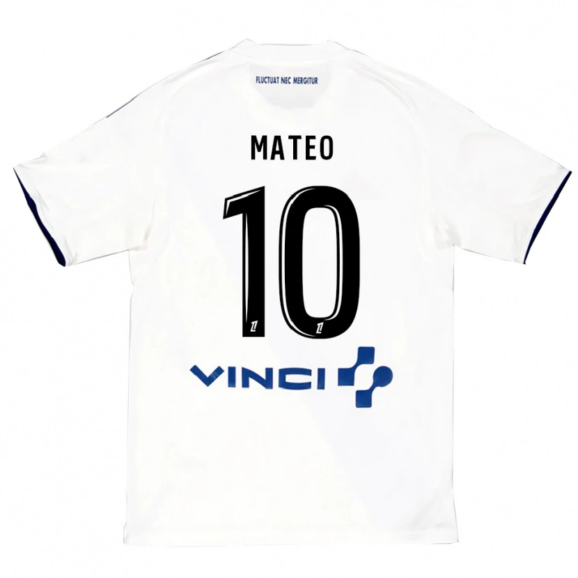 Danxen Homme Maillot Clara Mateo #10 Blanc Bleu Tenues Extérieur 2025/26 T-Shirt