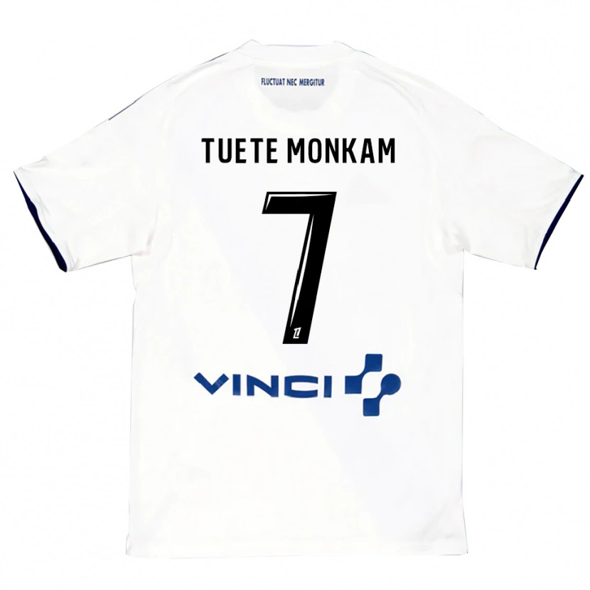 Danxen Homme Maillot Malcolm Tuete Monkam #7 Blanc Bleu Tenues Extérieur 2025/26 T-Shirt