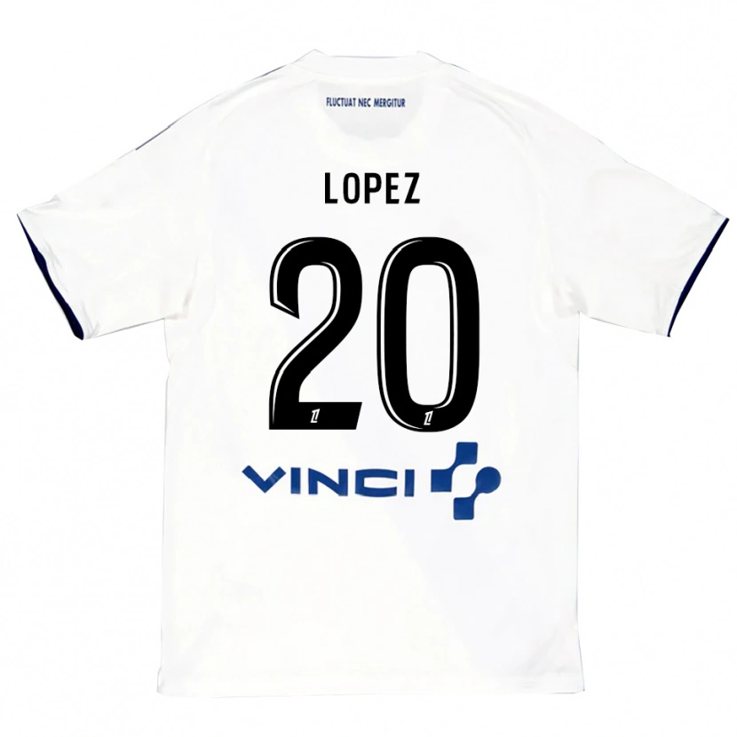 Danxen Homme Maillot Julien Lopez #20 Blanc Bleu Tenues Extérieur 2025/26 T-Shirt