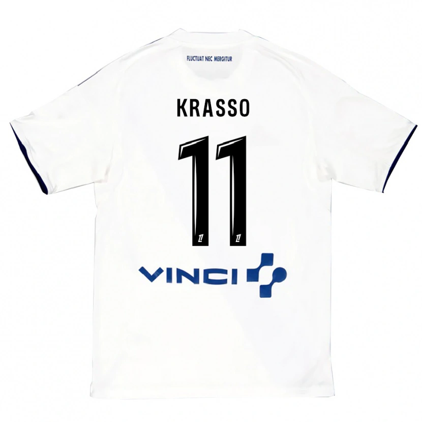 Danxen Homme Maillot Jean-Philippe Krasso #11 Blanc Bleu Tenues Extérieur 2025/26 T-Shirt