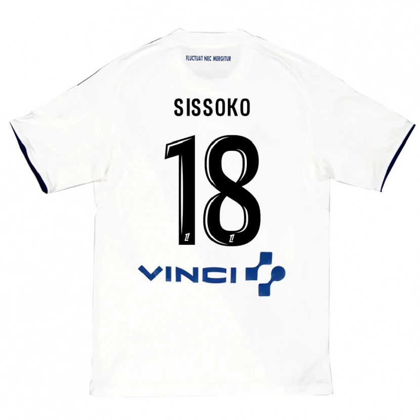 Danxen Homme Maillot Omar Sissoko #18 Blanc Bleu Tenues Extérieur 2025/26 T-Shirt