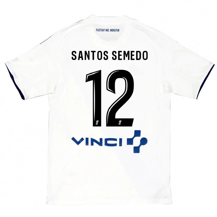 Danxen Homme Maillot Ilyes Dos Santos Semedo #12 Blanc Bleu Tenues Extérieur 2025/26 T-Shirt
