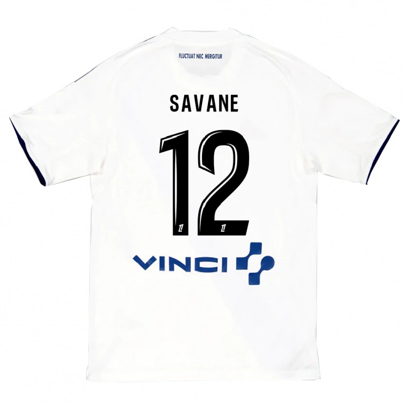 Danxen Homme Maillot Mohamed Savane #12 Blanc Bleu Tenues Extérieur 2025/26 T-Shirt