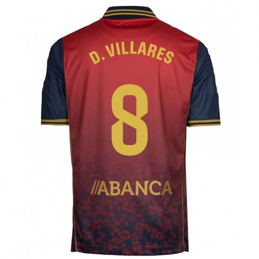 Danxen Homme Maillot Diego Villares #8 Rouge Marine Tenues Extérieur 2025/26 T-Shirt