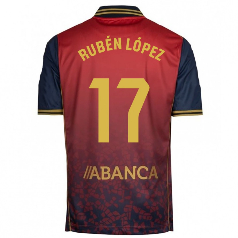 Danxen Homme Maillot Rubén López #17 Rouge Marine Tenues Extérieur 2025/26 T-Shirt