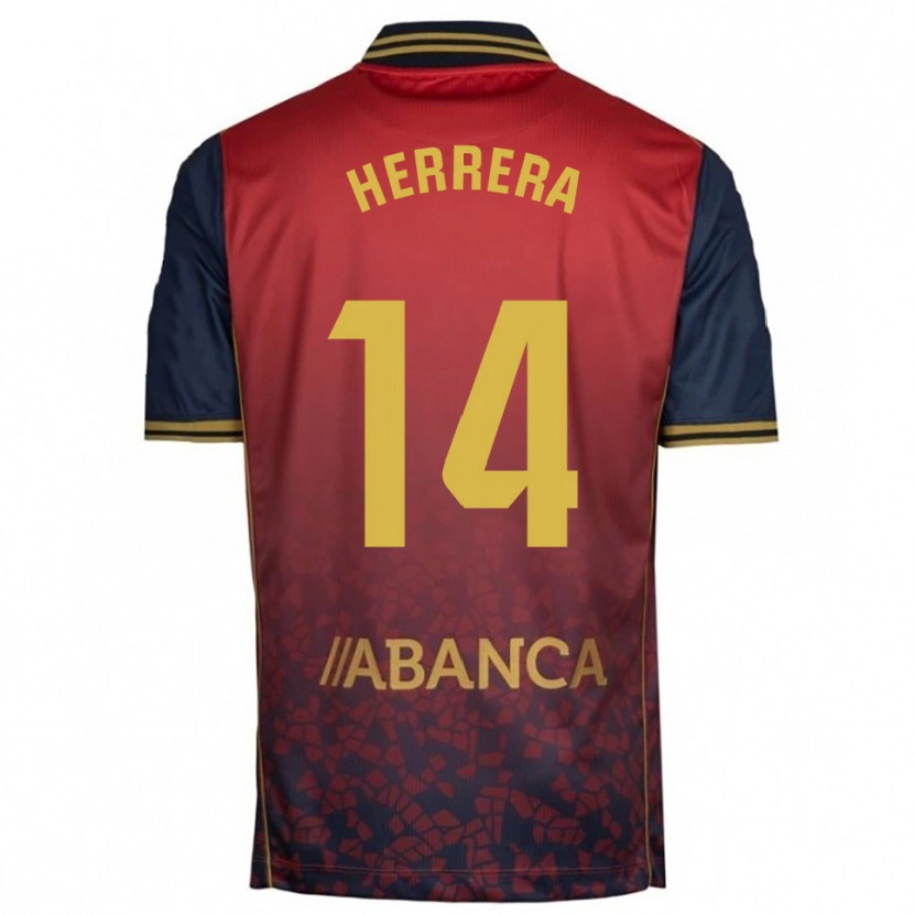 Danxen Homme Maillot Cristian Herrera #14 Rouge Marine Tenues Extérieur 2025/26 T-Shirt