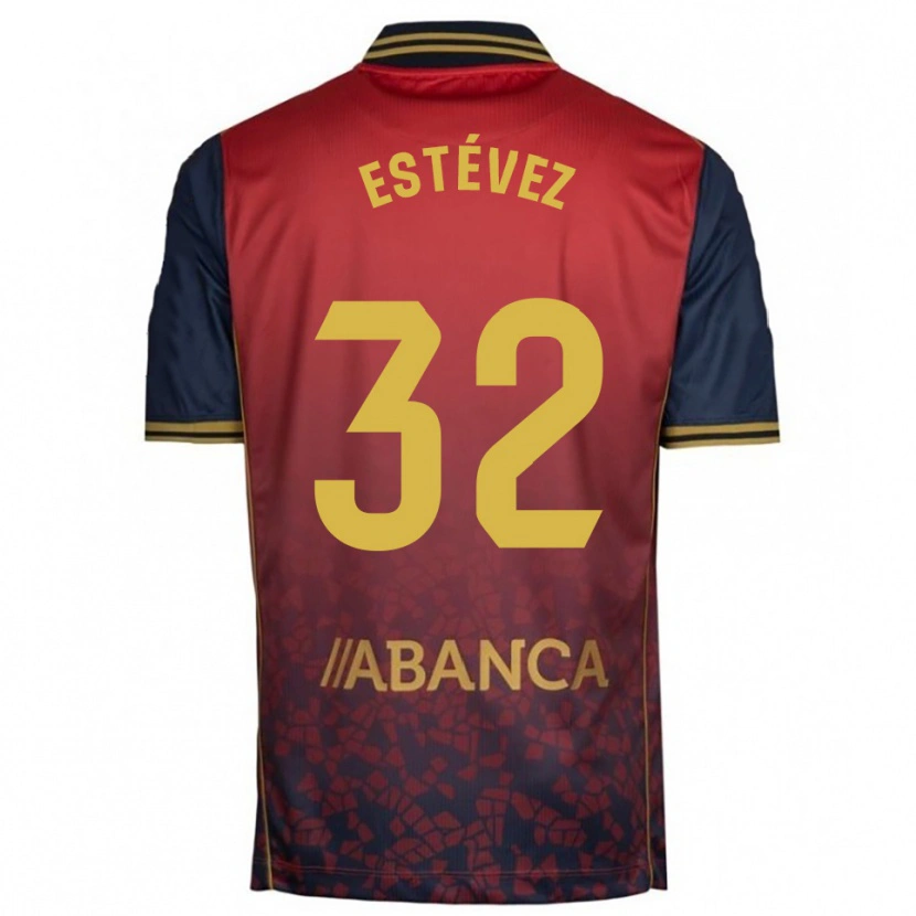 Danxen Homme Maillot Dani Estévez #32 Rouge Marine Tenues Extérieur 2025/26 T-Shirt