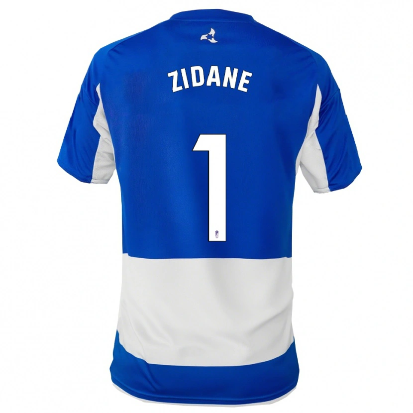 Danxen Homme Maillot Luca Zidane #1 Bleu Blanc Tenues Extérieur 2025/26 T-Shirt