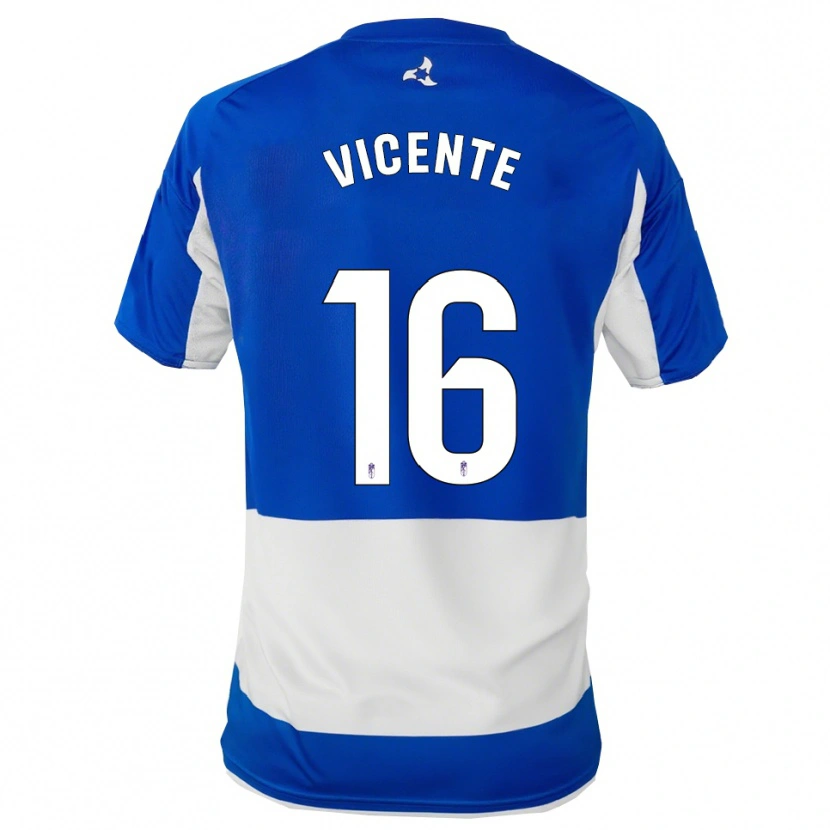 Danxen Homme Maillot Nerea Vicente #16 Bleu Blanc Tenues Extérieur 2025/26 T-Shirt