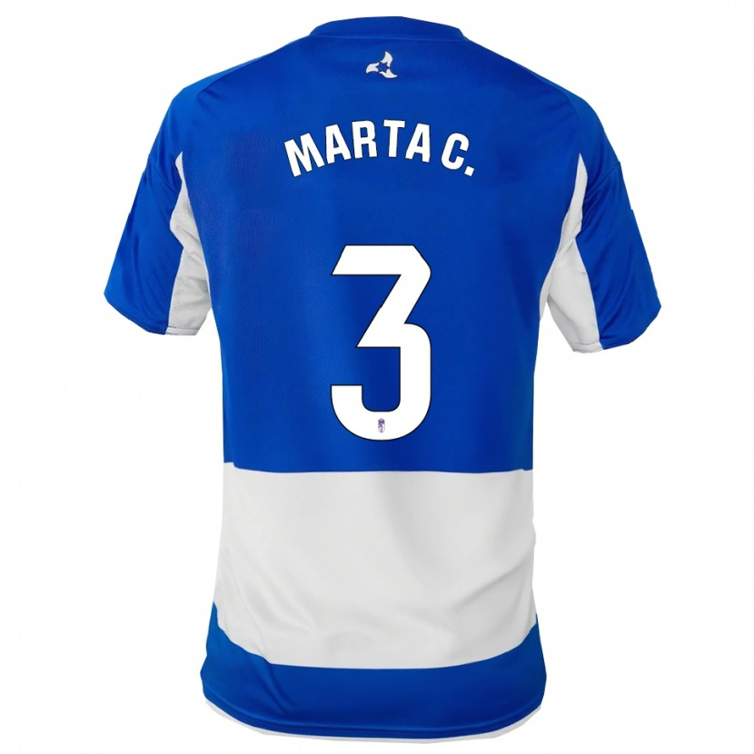 Danxen Homme Maillot Marta Carrasco García #3 Bleu Blanc Tenues Extérieur 2025/26 T-Shirt
